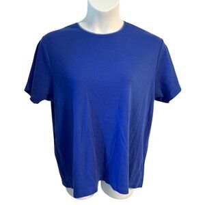 Sport Savvy Womens Blue Short Sleeve Cotton T Shirt Size 1X Decorative Neckline